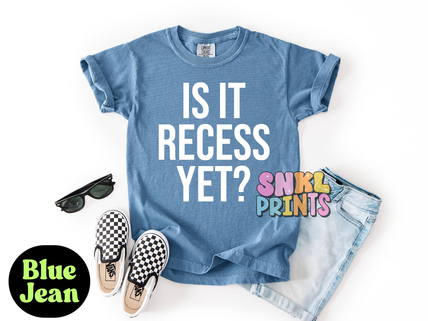 Is It Recess Yet Shirt – Funny Teacher & Student Comfort Colors Tee, Back to School Outfit, DTF Printed Shirt for Kids & Adults, Classroom Humor Tee