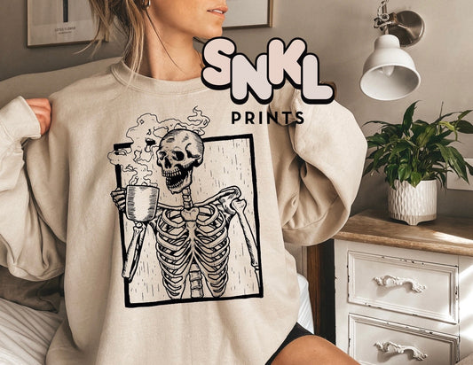 Skeleton Coffee Sweatshirt - SNKL Prints
