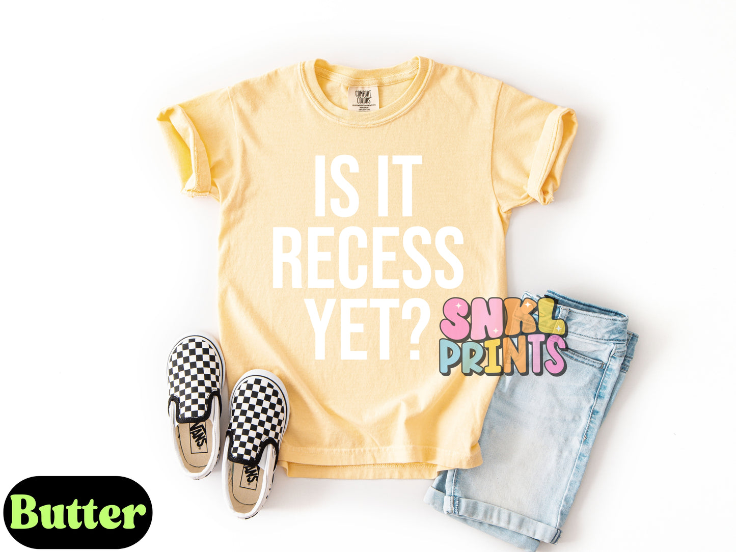 Is It Recess Yet Shirt – Funny Teacher & Student Comfort Colors Tee, Back to School Outfit, DTF Printed Shirt for Kids & Adults, Classroom Humor Tee