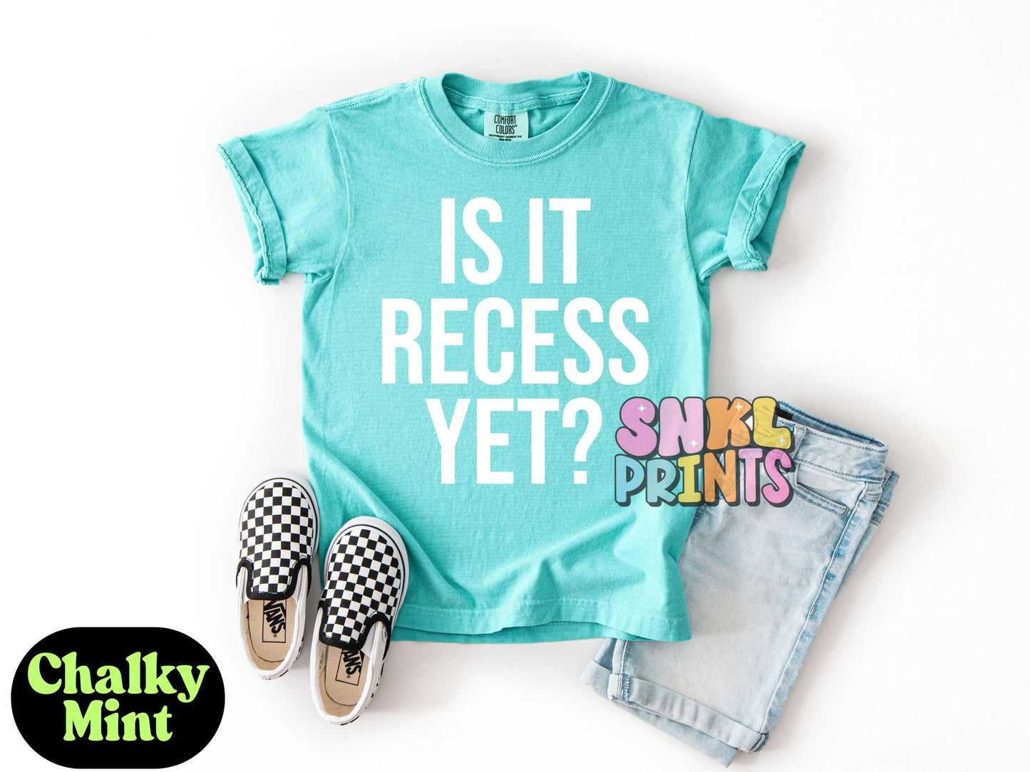 Is It Recess Yet Shirt – Funny Teacher & Student Comfort Colors Tee, Back to School Outfit, DTF Printed Shirt for Kids & Adults, Classroom Humor Tee