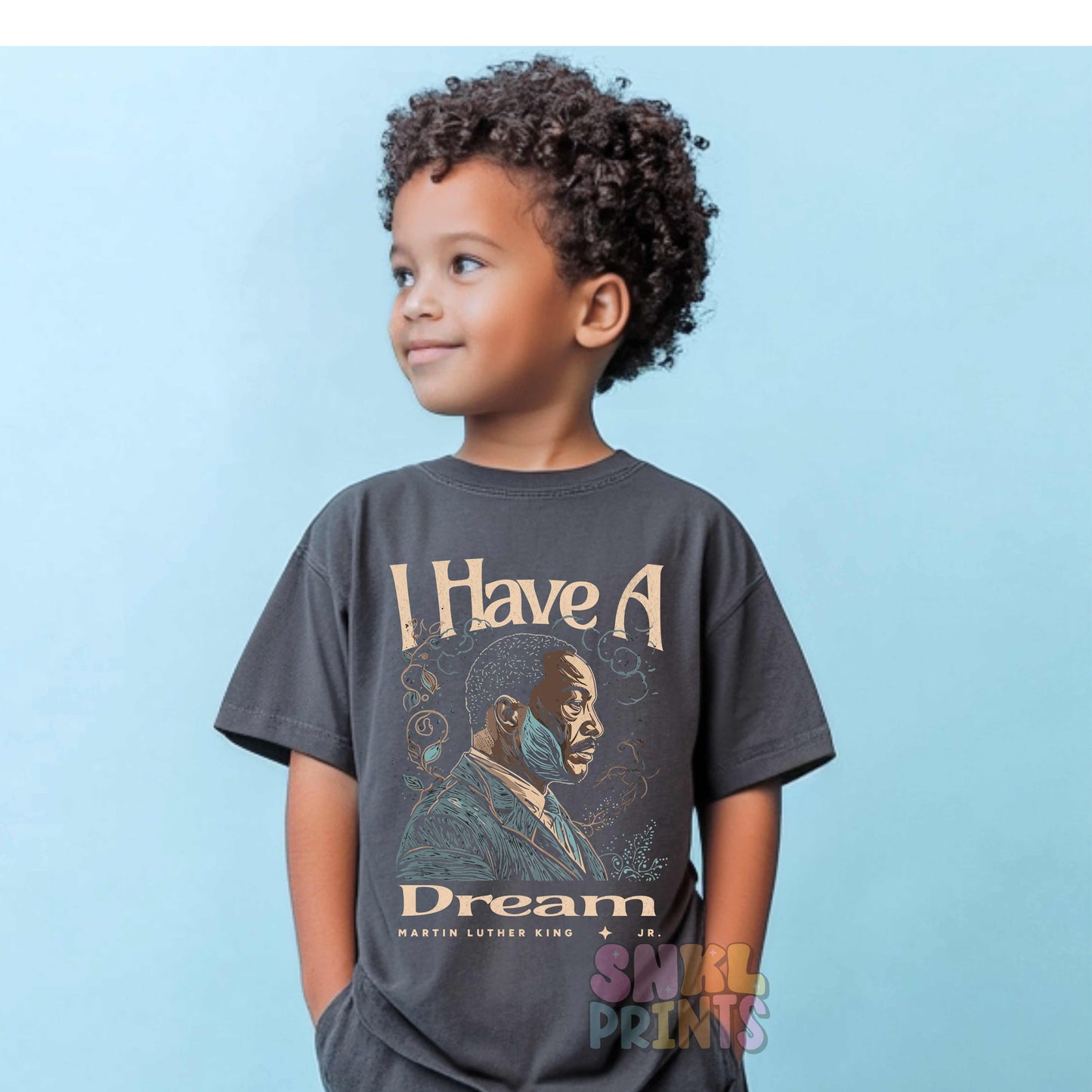 I Have a Dream Martin Luther King Jr. Comfort Colors T-Shirt - Inspirational Civil Rights Shirt for Toddlers, Youth, and Adults | MLK Drawing Tee