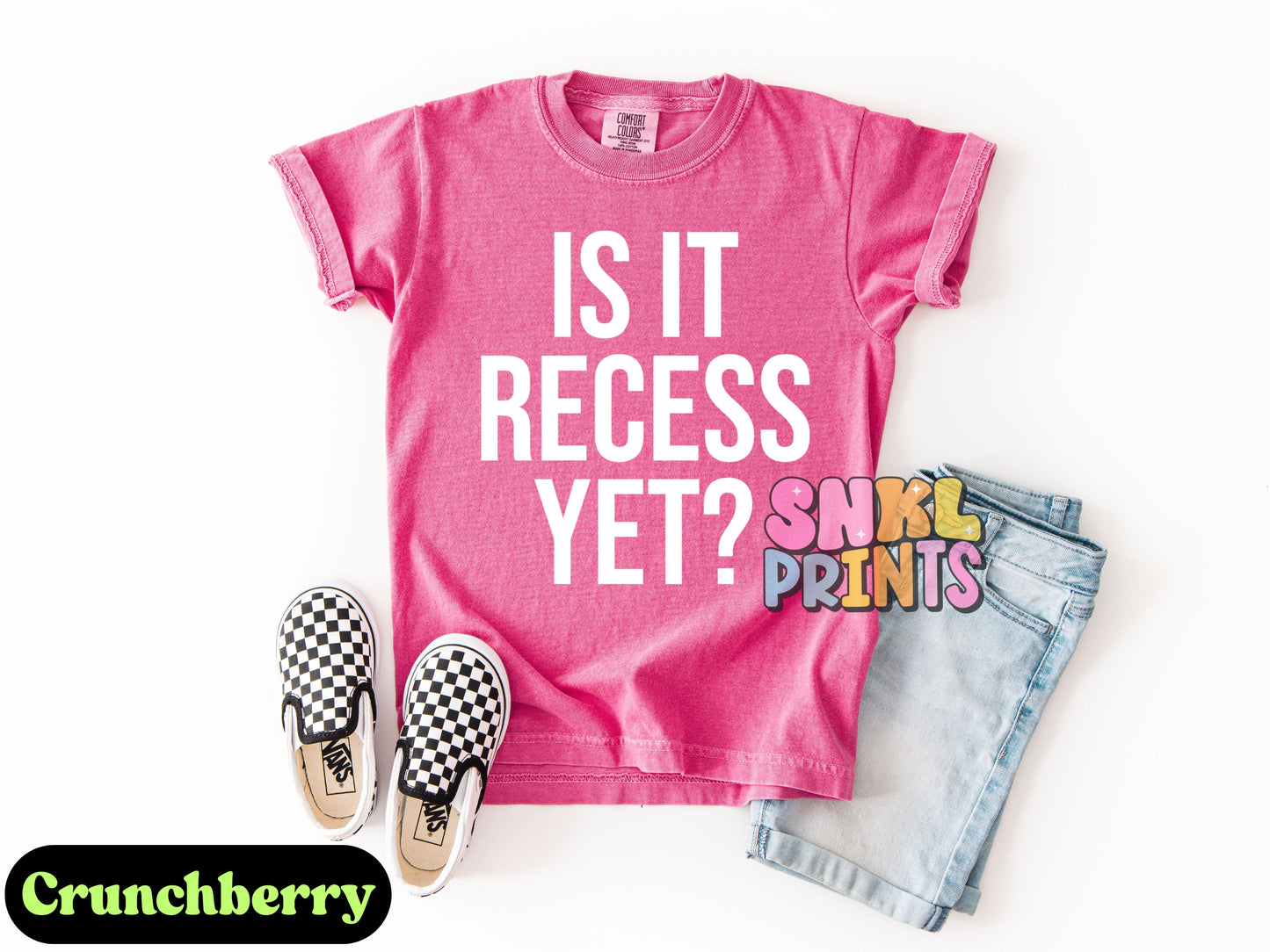 Is It Recess Yet Shirt – Funny Teacher & Student Comfort Colors Tee, Back to School Outfit, DTF Printed Shirt for Kids & Adults, Classroom Humor Tee