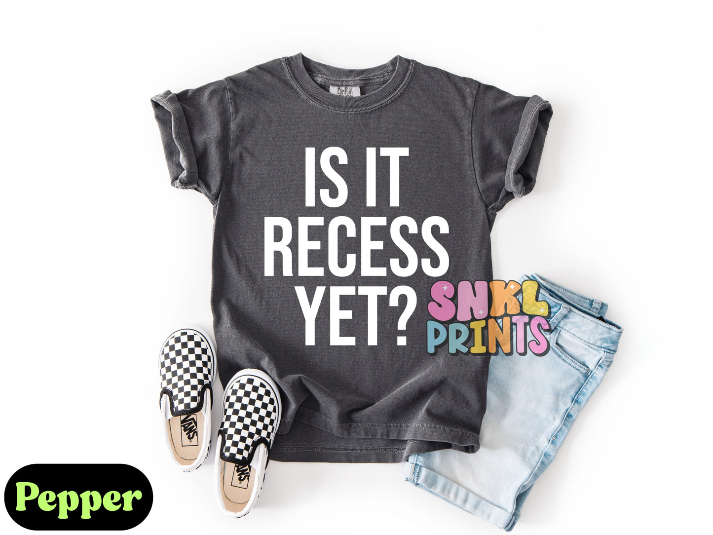 Is It Recess Yet Shirt – Funny Teacher & Student Comfort Colors Tee, Back to School Outfit, DTF Printed Shirt for Kids & Adults, Classroom Humor Tee