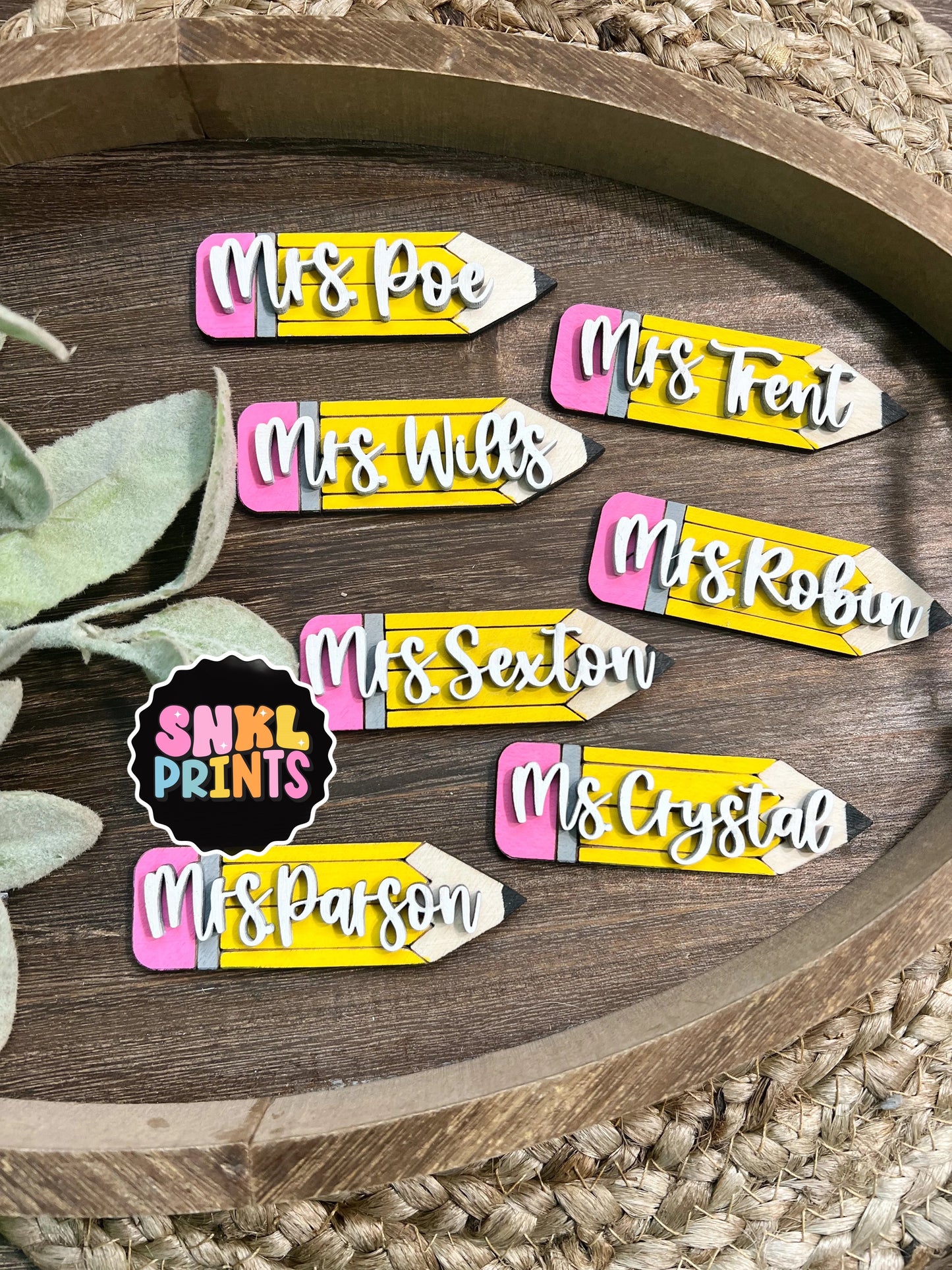 Teacher Pencil Name Magnet