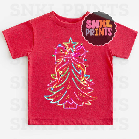 Neon Christmas Tree Tee | Kids & Adult