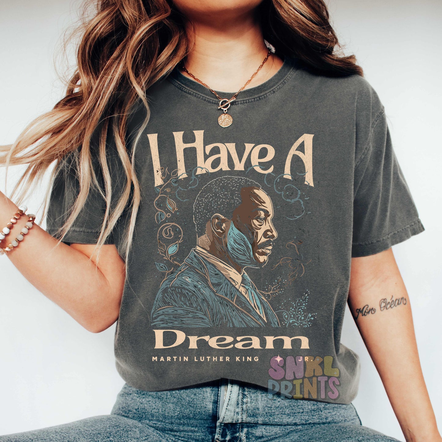 I Have a Dream Martin Luther King Jr. Comfort Colors T-Shirt - Inspirational Civil Rights Shirt for Toddlers, Youth, and Adults | MLK Drawing Tee