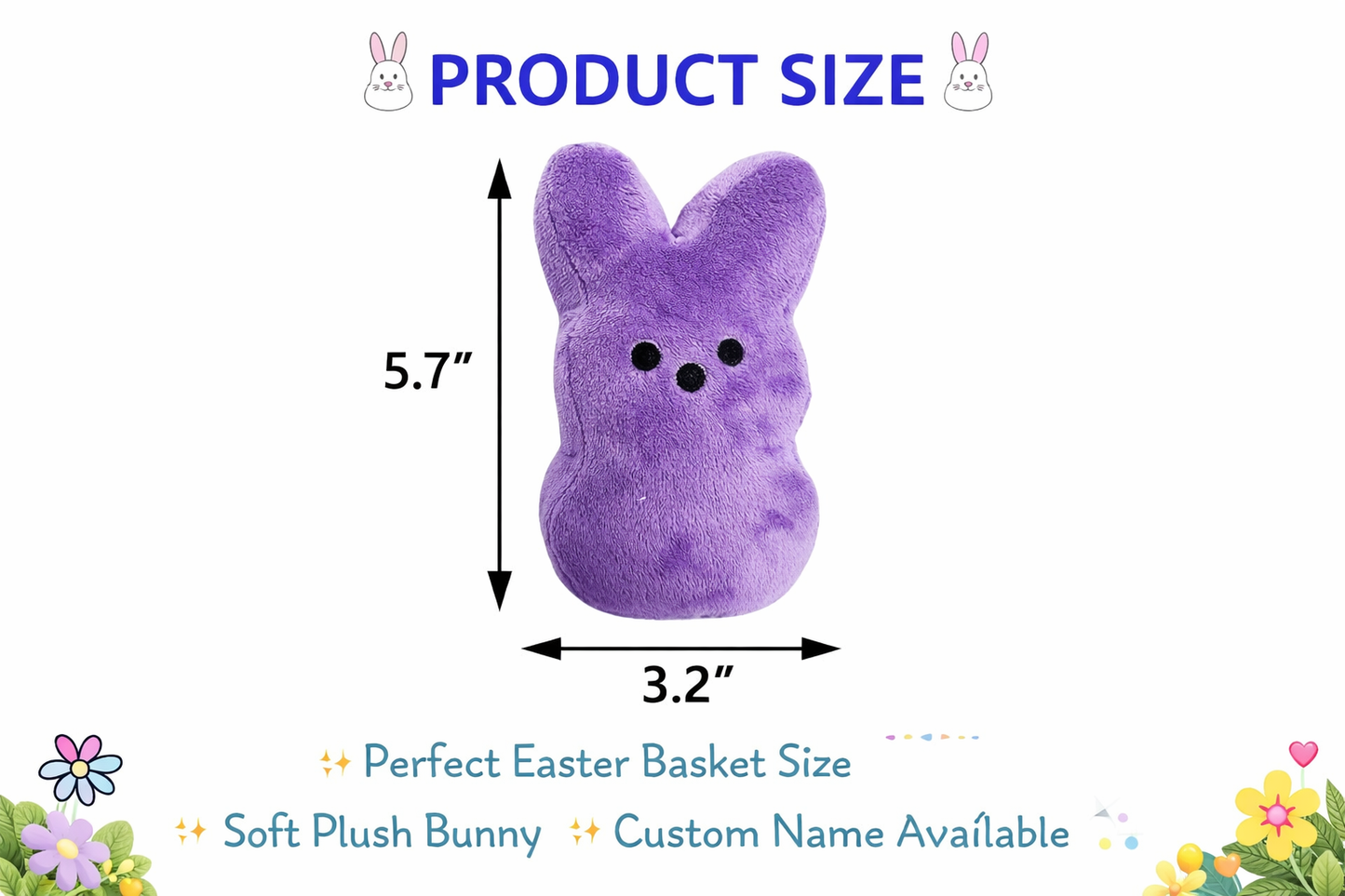 Personalized Peeps Plush | Custom Name Easter Bunny Stuffed Animal | Easter Basket Stuffer for Kids | Peeps Plushie Gift