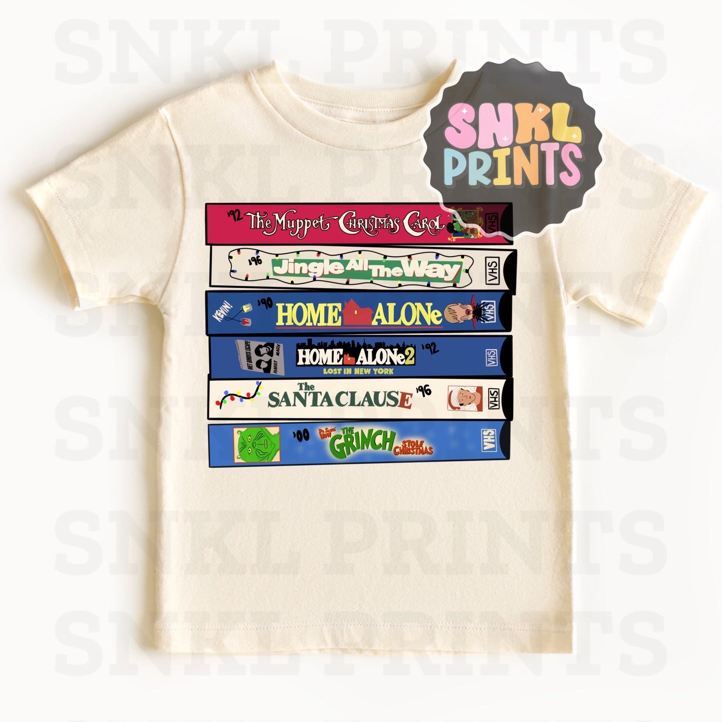 90's Christmas Movie Vhs Tapes Tee | Kids & Adult