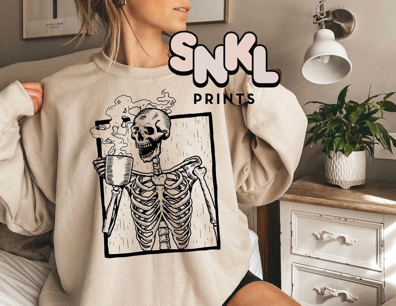 Skeleton Coffee Sweatshirt - SNKL Prints