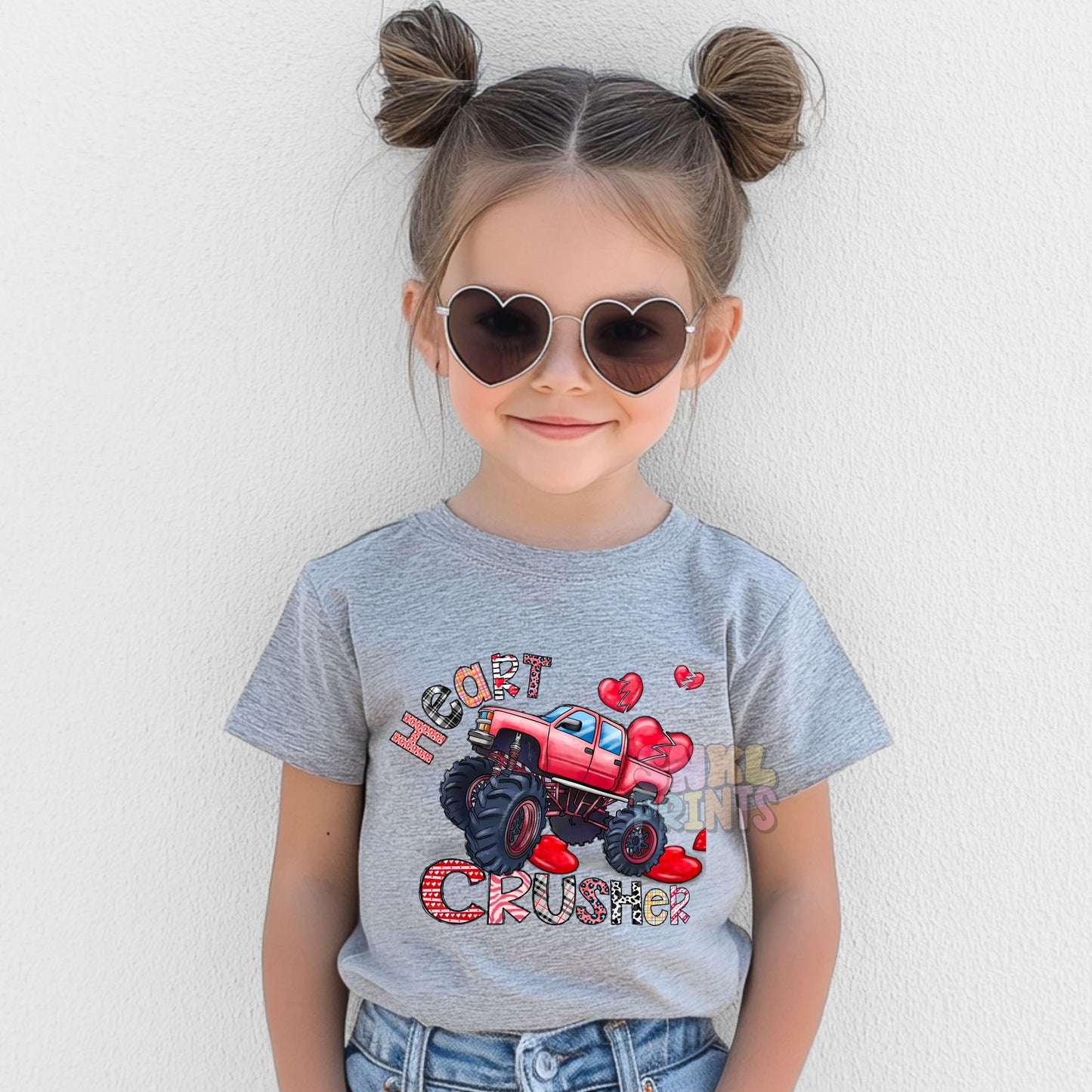 Heart Crusher Monster Truck Valentine’s Day T-Shirt – Bella Canvas Soft Tee for Kids & Adults – Cute Unisex Valentine Shirt