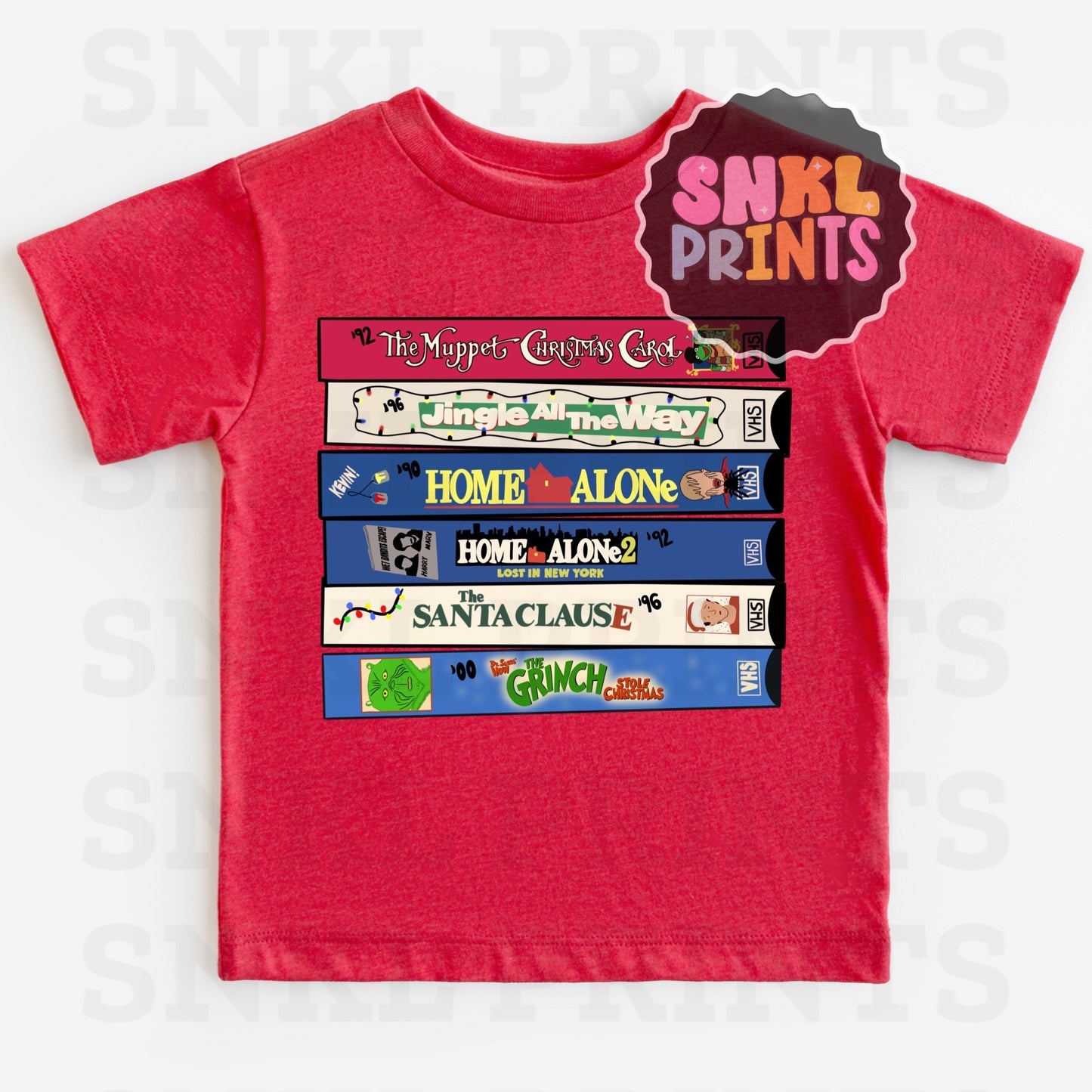 90's Christmas Movie Vhs Tapes Tee | Kids & Adult