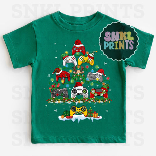 Christmas Controller Gamer Tree Tee | Kids & Adult