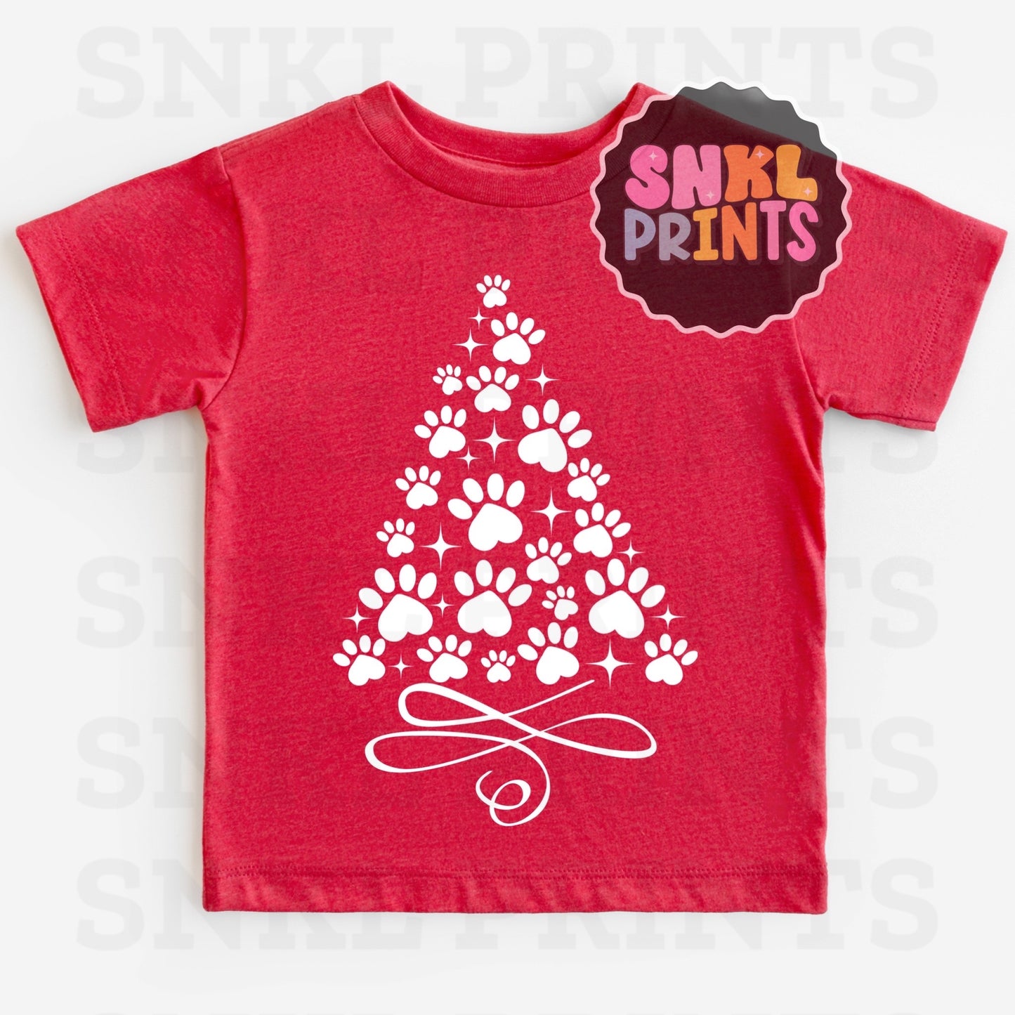 Dog Paws Christmas Tree Tee | Kids & Adult