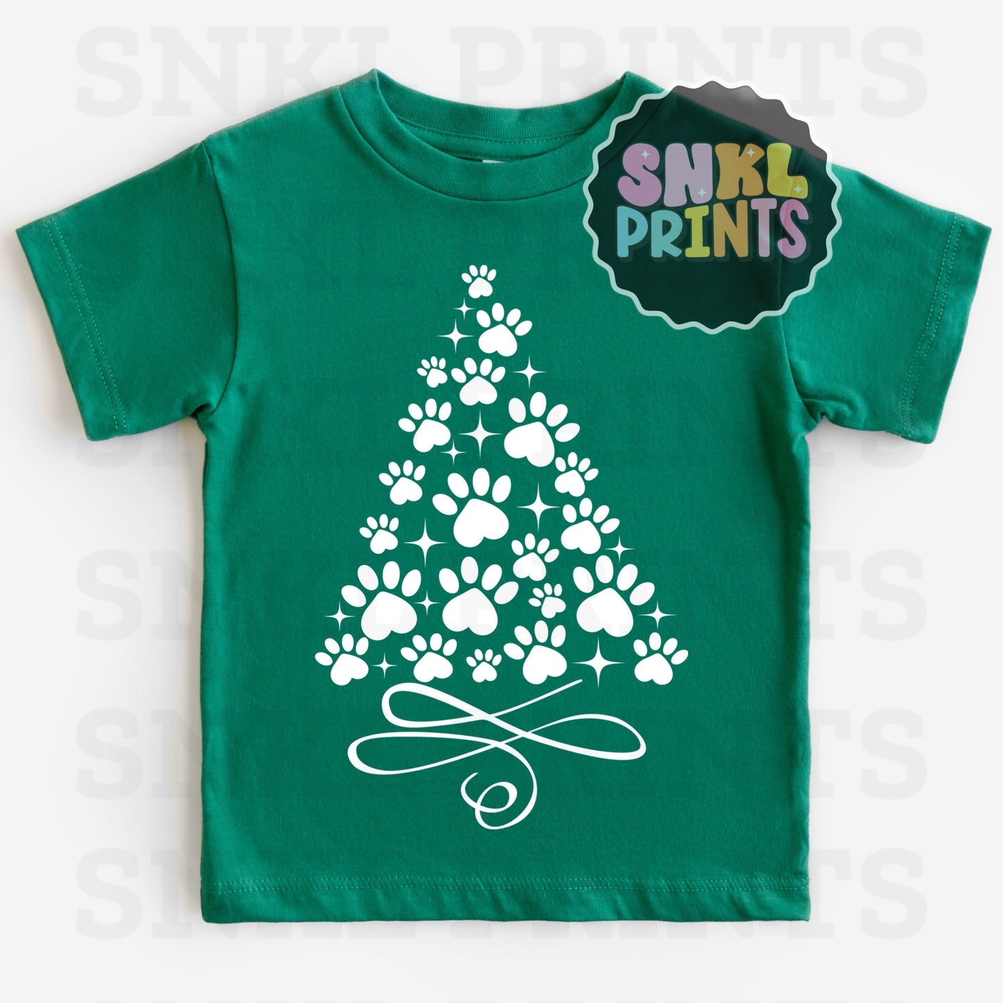 Dog Paws Christmas Tree Tee | Kids & Adult