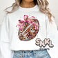 Football Faux Sequin Bow Sweatshirt