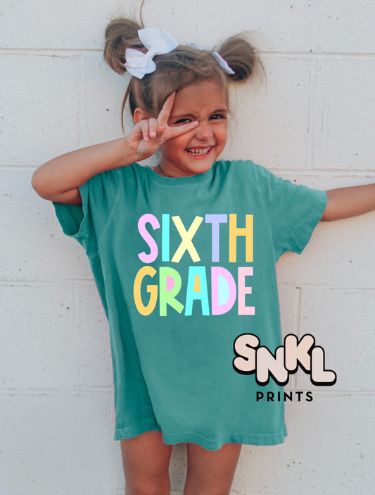 Sixth Grade Pastel Graphic Tee - SNKL Prints