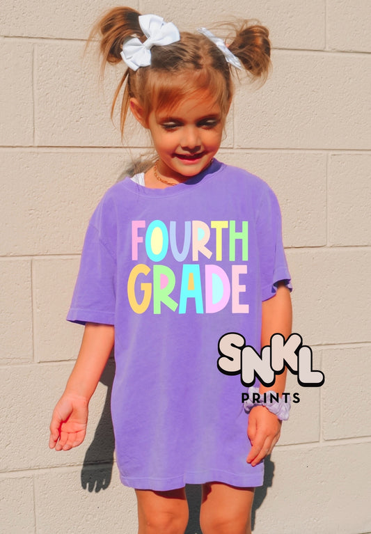 Fourth Grade Pastel Graphic Tee - SNKL Prints