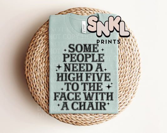 Some People Need A High Five To The Face With A Chair Graphic Tee - SNKL Prints
