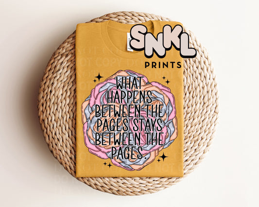 What Happens Between The Pages Stays Between The Pages Graphic Tee - SNKL Prints