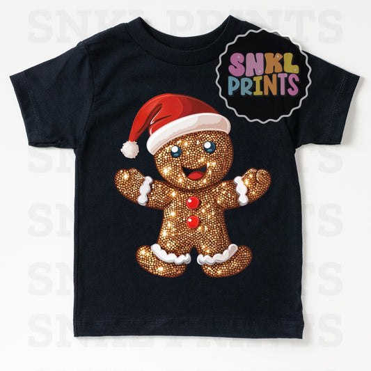 Faux Sparkles Gingerbread Man Tee | Kids & Adult