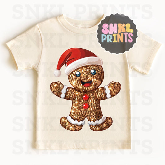 Faux Sparkles Gingerbread Man Tee | Kids & Adult